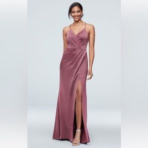 David’s Bridal Spaghetti Strap Crepe Back Satin Dress